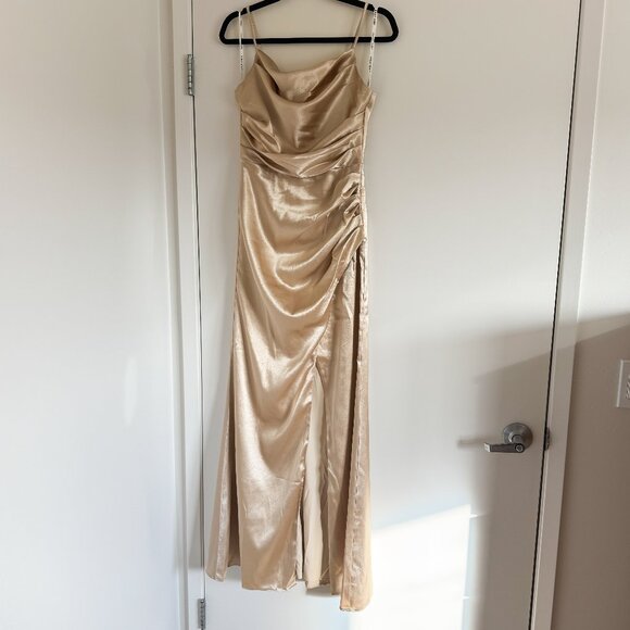 Birdy Grey Lydia Dress in Shiny Satin Gold - Small - Picture 3 of 3